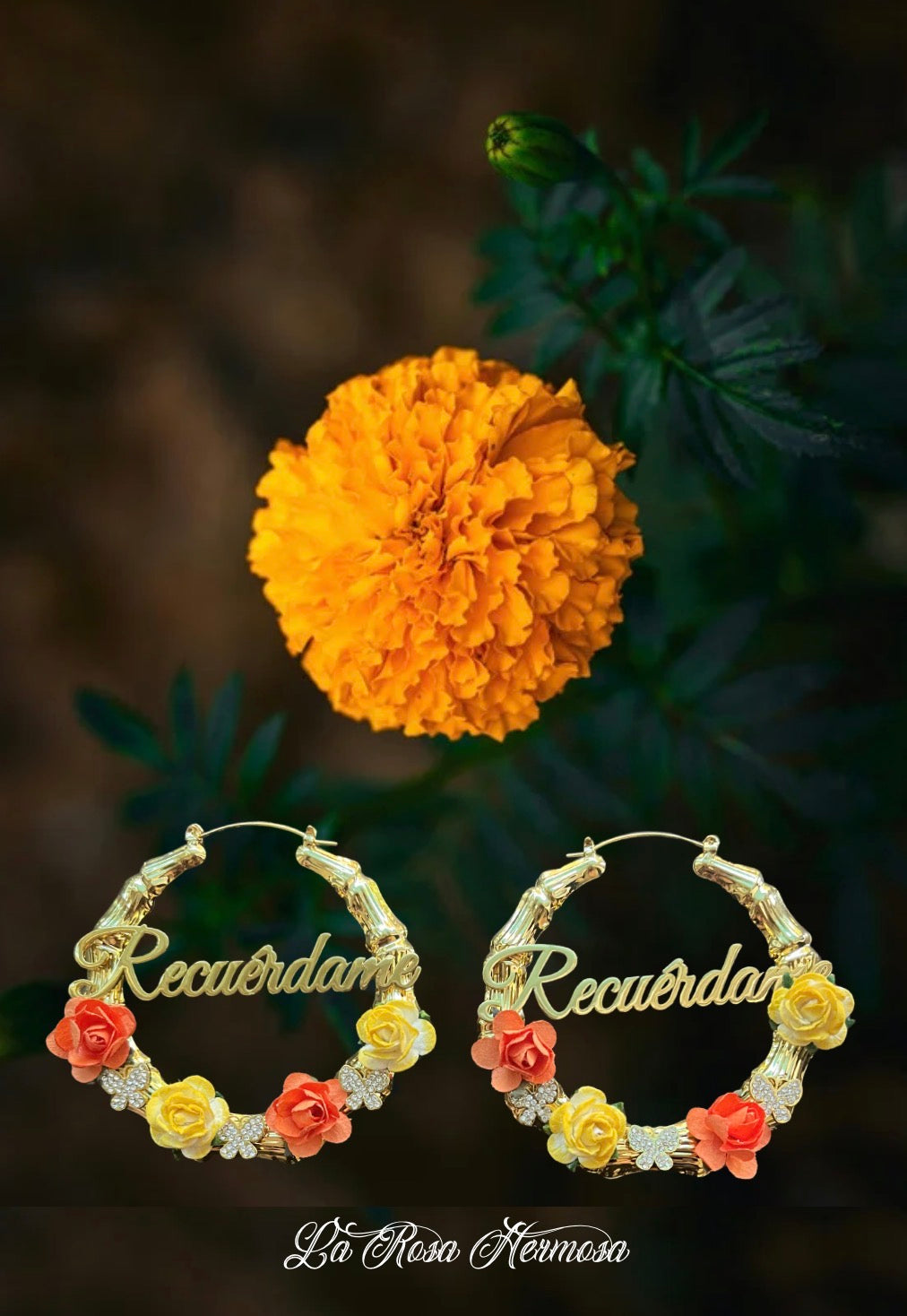 Día de Los Muertos | Monarca Recuérdame Hoop Earrings