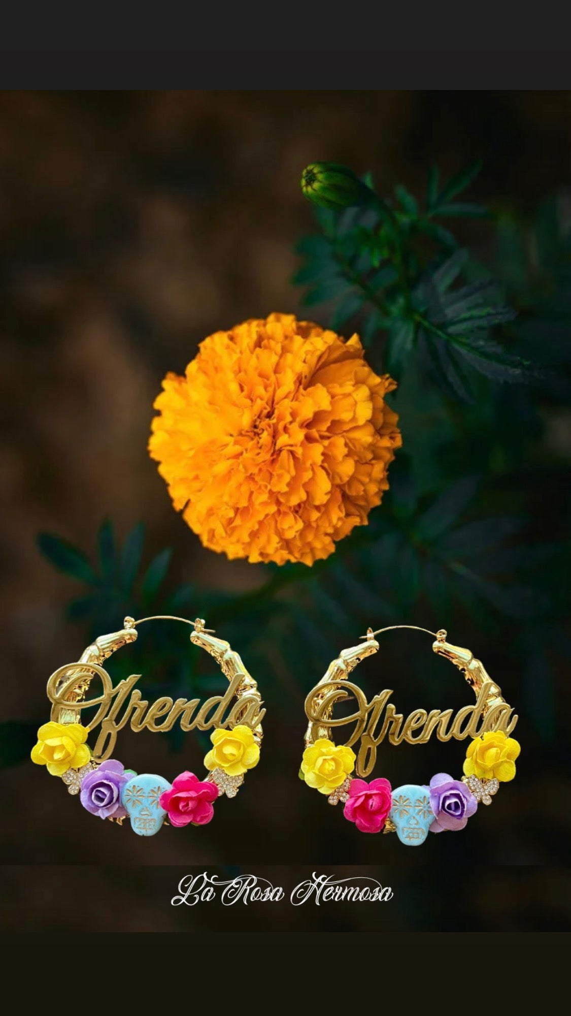 Día de Los Muertos | Monarca Ofrenda Hoop Earrings