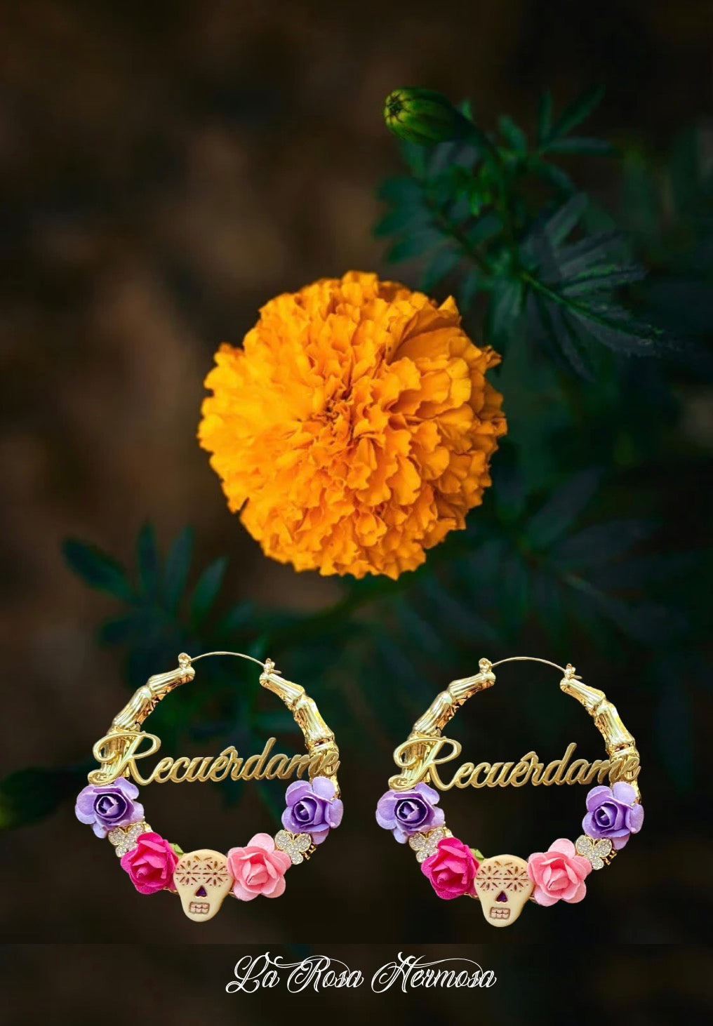 Día de Los Muertos | Monarca RecuérdameHoop Earrings