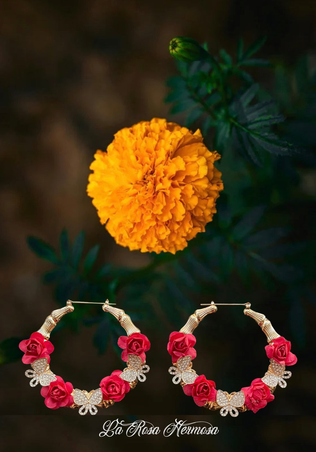Día de Los Muertos Monarca Collection Crystal Butterfly Hoop Earrings